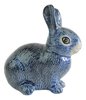 Rabbit Figurine - Ceramic Blue - Crouching