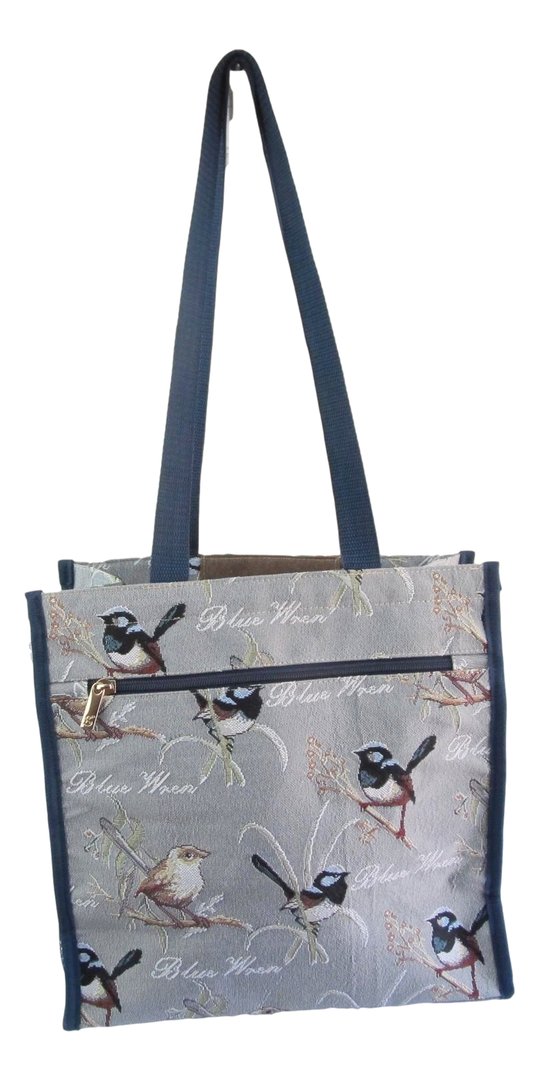 Tapestry Blue Wren Bird Shopper Bag Tote Bag