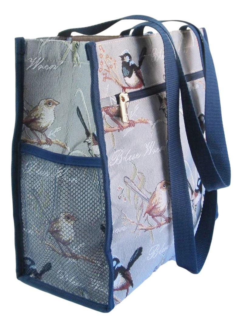 Tapestry Blue Wren Bird Shopper Bag Tote Bag