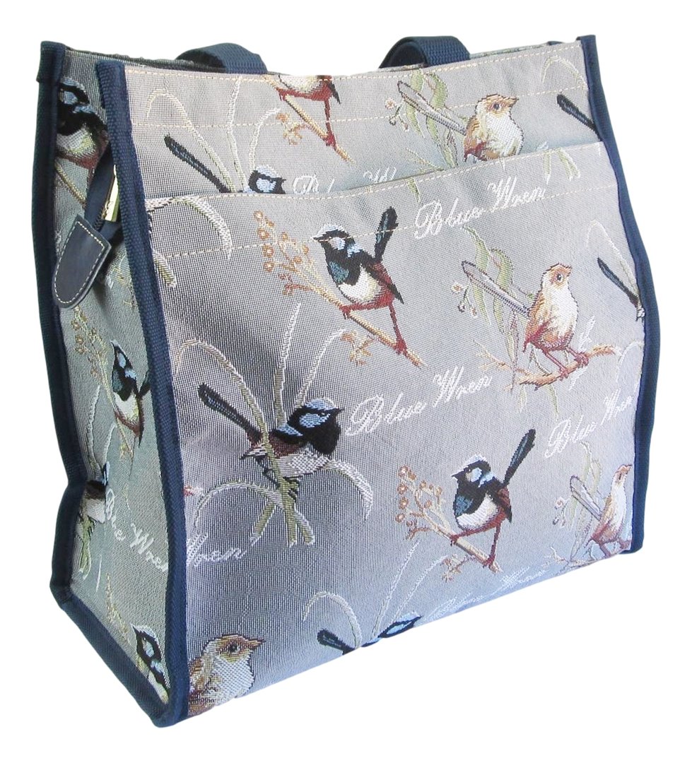 Tapestry Blue Wren Bird Shopper Bag Tote Bag