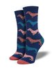 Dachshund Dog Bamboo Socks -  Blue SockSmith Womens Dark Blue