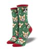 Corgi XMAS Dog Socks - Green SockSmith Womens