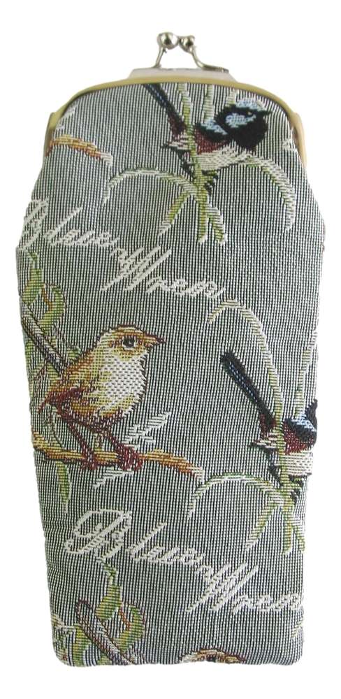 Tapestry Blue Wren Bird design Reading Glasses pouch