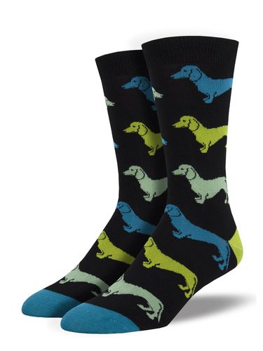 Dachshund Dog Bamboo Socks Socksmith Mens - Black