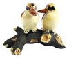 Miniature Porcelain Kookaburra Birds on Wood Approx 4cm High