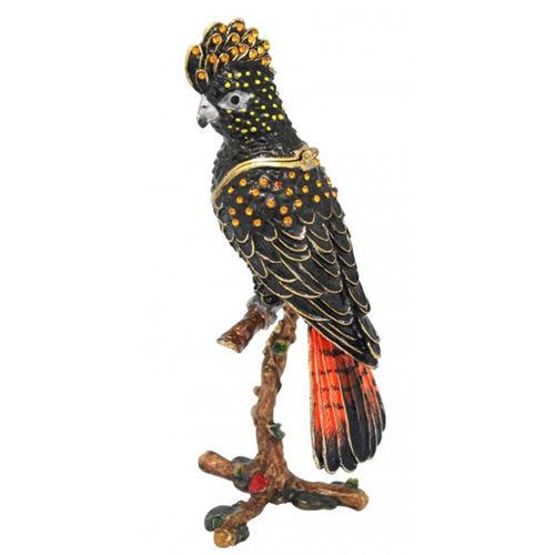 Australian Red Tail Black Cockatoo Jewelled Bird Trinket Box
