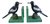 Magpie Bird Bookends Green Base - Cast Iron Aged Appearance