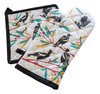 Magpie Bird Cotton Pot Mitt & Oven Glove Colourful with Leaf design