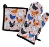 Colourful Hens Chicken Cotton Oven glove & Pot Mitt Set/2