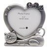 Cat Photo Frame - Silver Metal Heart Shaped 12cm x 12cm