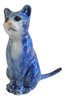 Miniature Ceramic Tiny Sitting Cat figurine, Blue Tabby White