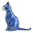 Miniature Ceramic Tiny Sitting Cat figurine, Blue Tabby White