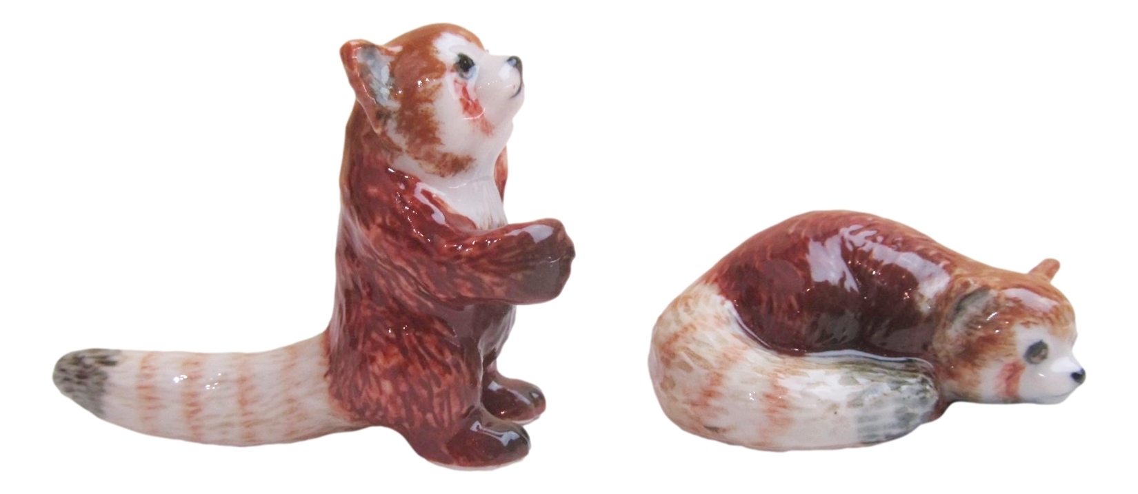Hand Painted Miniature Red Panda figurine Set of 2