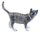 Miniature Ceramic Cat figurine,Grey Tabby Head turned Walking