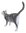 Miniature Ceramic Cat figurine,Grey Tabby Head turned Walking