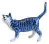 Miniature Ceramic Cat figurine, Blue Tabby Head turned Walking