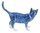 Miniature Ceramic Cat figurine, Blue Tabby Head turned Walking