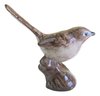 Miniature Ceramic Jenny Wren on Tree Stump Bird Figurine