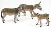Hand Painted Miniature Set/3 Brown Donkey figurine