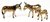 Hand Painted Miniature Set/3 Brown Donkey figurine