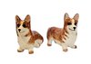 Miniature Corgi Dog Figurines Cute Brown & White Set/2